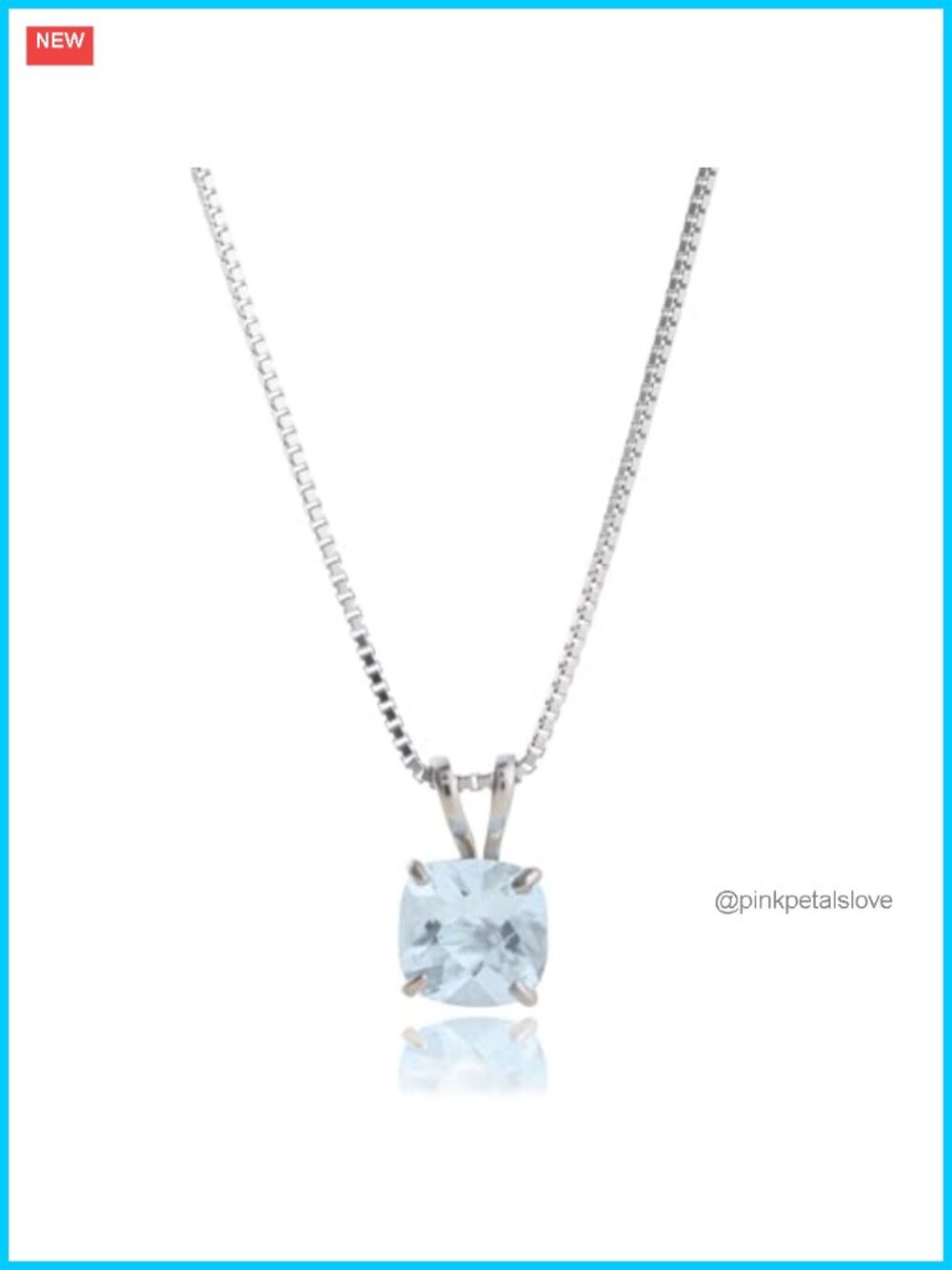 925 Sterling Silver Cushion Cut Birthstone Pendant Necklace